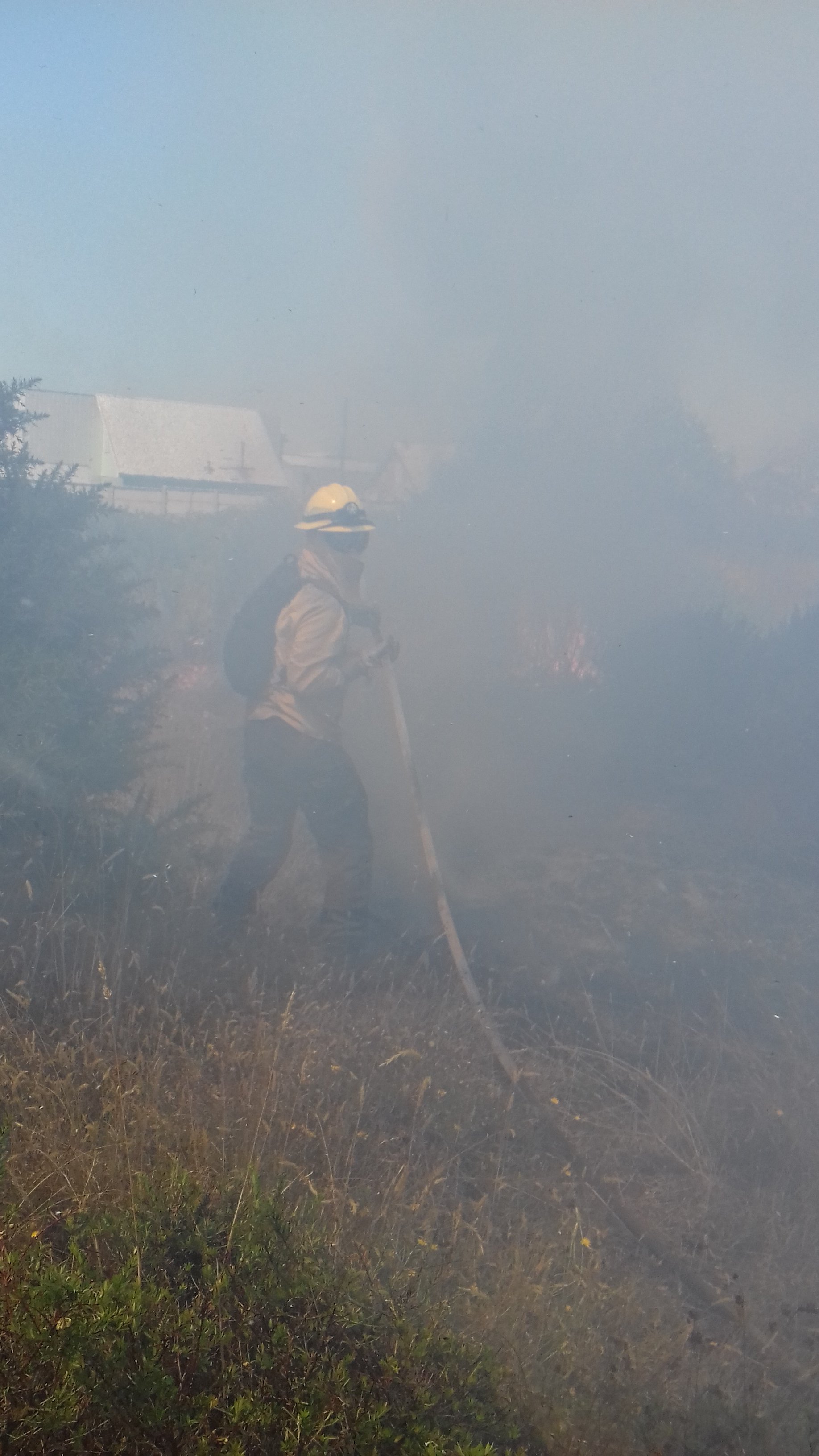 incendio forestal combate directo con equipo de agua